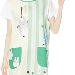 となりのトトロ　保育士エプロン　フリーサイズ　かっぽう着　割烹着　かぶりタイプ　エプロン　ポケット付き　サイドボタンのサムネイル