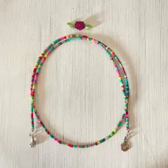 ターコイズビーズ（パワーストーン練り込み式）ネックレス☆長め