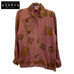 ESCADA エスカーダ 80's ﾌﾞﾗｳﾝ ｱﾆﾏﾙ柄 ｼﾙｸｼｬﾂ 38のサムネイル