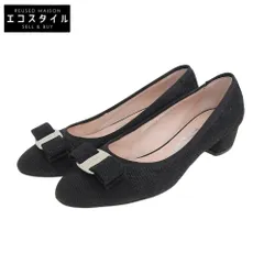Salvatore Ferragamo サルヴァトーレフェラガモ 美品 キルティング ヴァラリボン パンプス レディース ブラック 6D 6D