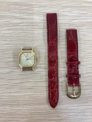 ●２【不動品】SEIKO サイコー クォーツ 腕時計 4N21-5022 オクタゴン 八角形 ゴールド レッド【時計】【0.5】