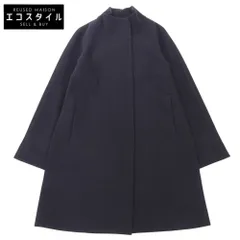 SANYO サンヨー 美品 スーパー140's ウール100% スタンドカラーコート レディース ネイビー 34 T1B50-027-29 34