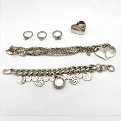 【中古品】Folli Follie チャーム付きブレスレットウォッチ ハート型ブレスレット ハート型リング フォリフォリ KA