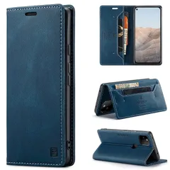 【新品】 Google Pixel 5a 5G用 肌感レザー ケース 手帳型 case RFID 磁気防止 スキミング防止 薄型 スタンド機能 ネイビー 1