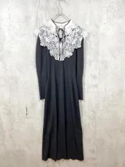 snidel スナイデル レース エンブロイダリーカラー ドッキング ニット ワンピース sizeONE/黒 ◇■ レディース