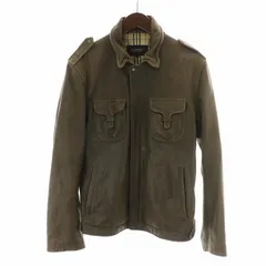 バーバリーブラックレーベル BURBERRY BLACK LABEL ミリタリー レザー ジャケット 革ジャン 裏地ノバチェック L 茶 ブラウン ■GY18 /MQ