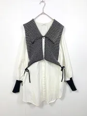 JEANASIS ジーナシス チュニック カジュアル 7GBIGカラーニットドッキング シャツ sizeF/白 ■■ レディース