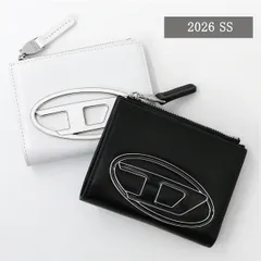 ■DIESEL ディーゼル 二つ折り財布 X09888 PR818 1DR BI-FOLD ZIP II コンパクト ミニ財布 レザー オーバルDロゴ 小銭入れあり レディース ユニセックス プレゼント ブランド