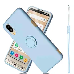 【新品】 【Anrek】互換性 AQUOS sense3 lite/basic/One S7 対応 シリコン リングケース（ダークブルー）SH-02M/SHV45/SHV48/SH-M12 薄型 柔軟 TPU保護カバー 衝撃吸収 360度回転 車載ホルダー 0