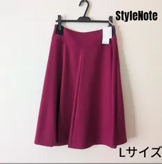 新品タグ付 ベルメゾン StyleNote フレアスカート Lサイズ ボルドー 裏地付