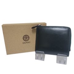 希少 美品 GANZO エイボン Lファスナー 二つ折り財布 ダークグリーン