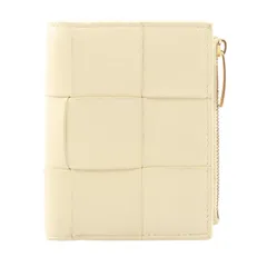 ボッテガヴェネタ BOTTEGA VENETA 二つ折り財布 スモール カセット マキシイントレチャート ライトイエロー レザー モール カセット マキシイントレチャート 二つ折り財布