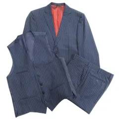 美品 BURBERRY BLACK LABEL バーバリーブラックレーベル 3ピース スーツ セットアップ ストライプ ジャケット ベスト パンツ メンズ 古着 中古 USED