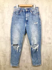 ZARA ザラ ダメージ加工 ジーンズ クラシック マム フィット デニムパンツ size40/水色 ■■レディース