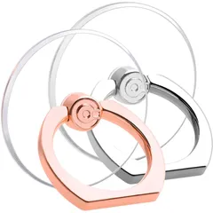 【新品】 【2個入り】スマホリング 透明 丸型 携帯 リング ホールドリング ホルダー 落下防止 スタンド iPhone/Android各種他対応 (丸型1個バラの金+1個銀) 1