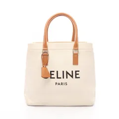 セリーヌ CELINE トートバッグ ホリゾンタル カバ ナチュラル キャンバス レザー ホリゾンダル カバ レディース Used B