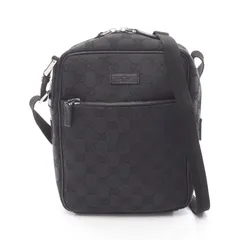 グッチ GUCCI ショルダーバッグ GGキャンバス 03136 ブラック キャンバス レザー GGキャンバス ショルダー レディース Used B