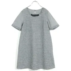 【美品】インゲボルグ★ピコフリル×ギンガムチェック♪お花モチーフ ワンピース サイズ9号 黒系 z18026