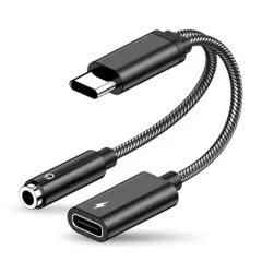 2in1 USB Type-C to 3.5mmイヤホン 変換アダプタ 最大10W 同時使用 充電 音楽再生[定形外郵便、送料無料]mer007