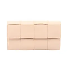 ボッテガヴェネタ BOTTEGA VENETA 二つ折り長財布 イントレチャート フラップ ウォレット 長財布 ライトピンク レザー マキシイントレチャート フラップ長財布