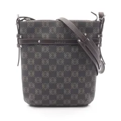 ロエベ LOEWE ショルダーバッグ リピートアナグラム グレー/ブラウン PVCコーティングキャンバス レザー アナグラム ショルダー レディース Used B