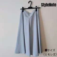 新品タグ付 ベルメゾン StyleNote フレアスカート M くすみブルー ミモレ丈 裏地付