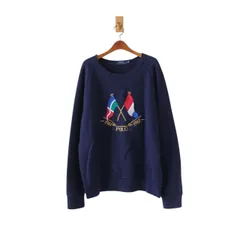 ポロ ラルフローレン スウェット 復刻品 クロスフラッグ刺繍 ネイビー L 180/100A （w-3620125）