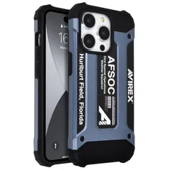 【 AVIREX 正規品 】 iPhone15 Pro 対応 ケース 耐衝撃 「 アーミータフ 」 アヴィレックス ブランド 背面 アイフォン15プロ用 iPhone 15Pro用 6.1インチスマホケース (ブルー)