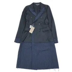 未使用 17SS COMME des GARCONS HOMME PLUS コムデギャルソンオムプリュス ドッキング ダブル テーラードジャケット コート XS 紺 メンズ 古着 中古 USED