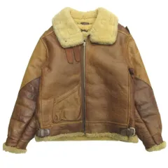 良品 AVIREX アヴィレックス ヴィンテージ加工 B-3 ムートン レザー フライト ジャケット ブルゾン シリアルナンバー入り 40 ブラウン メンズ 古着 中古 USED