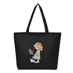 【新着商品】買い物バッグ ファスナー付き カジュアル 大容量 可愛い 出掛けバッグ A4 肩掛けバッグ トート キャンバス キャンバス ショルダーバッグ 手提げ トートバック 帆布 男女兼用 [huimei] 旅行用 通勤通学