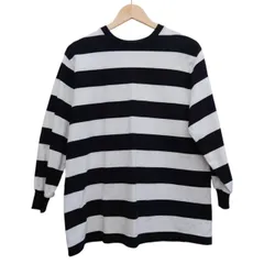 continuer de NICE CLAUP コンティニュエドナイスクラップ  長袖 カットソー フリーサイズ  ブラック×ホワイト 黒 白 ボーダー コットン100% 中国製 ゆったり カジュアル 古着