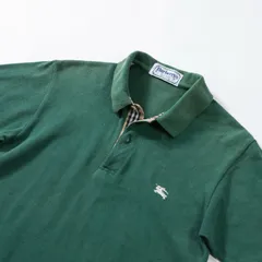 バーバリー Burberrys OF LONDON 90s 鹿の子ポロ グリーン バーバリーチェック ワンポイント 刺繍ロゴ メンズファッション ユニセックス レディースファッション トップス ポロシャツ