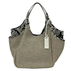 MARCO MASI(マルコマージ) トートバッグ - ベージュ×白×ダークブラウン パイソン柄 レザー