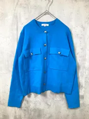 PLST プラステ 12-2403024 メタルボタンクルーネック カーディガン sizeS/水色 ■■レディース