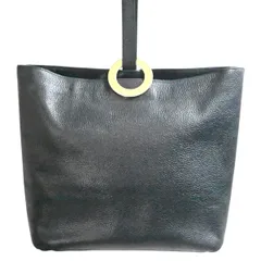 CELINE セリーヌ サークルロゴ金具 レザー ショルダーバッグ トートバッグ ブラック/ゴールド M2602-k128