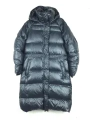 GAPレディース フード ダウンジャケット ロング丈 ブラック (S)