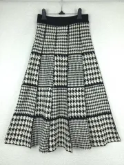 レディース ハウンドトゥース CHECK ロング ニットスカート (55 66)