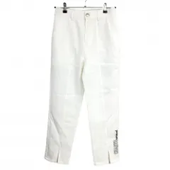 【新品】クアルトユナイテッド パンツ 白 裾ロゴ黒 裏地付 レディース M ゴルフウェア CUARTO UNITED