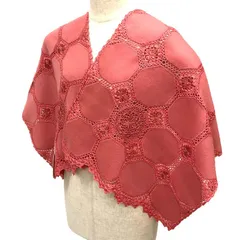 京やR176 和装ショール レースショール レース カシミア混　ウール×シルク　和装洋装兼用 ストール オールシーズン 袷 単衣 夏着物　参考定価27000円の品