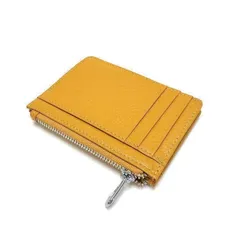 《本革カードケース》ミニ財布 コインケース 小銭入れ レディース イエロー