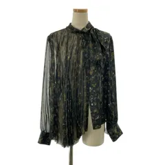 【美品】  sacai / サカイ | プリーツ プリント 総柄 シフォン ブラウス シャツ | 2 | ブラック/ベージュ/カーキ | レディース