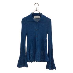 【美品】 MURRAL / ミューラル | 2024AW | Emerge flower knit shirt cardigan エマージュフラワー ニット シャツカーディガン | F | ブルー | レディース