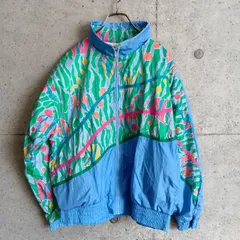 【USED】US 古着 LONDON FOG 90s 総柄 ナイロンジャケット レトロポップ M ユニセックス US古着 ウインドブレーカー USA古着 古着女子 古着男子 ロンドンフォグ レトロ ポップ 個性派 派手カワ ストリート ボックスシルエット