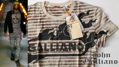 希少★galliano ジョンガリアーノ★オーバーダイ ボーダーTシャツ  S or M 廃盤直前最終コレクション  キャメル【本物保証】入手困難廃盤のサムネイル