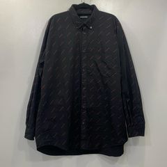 BALENCIAGA バレンシアが ロゴ総柄 長袖シャツ ブラック サイズ37