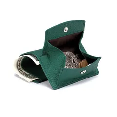 《本革三つ折り財布》ミニ財布 薄くて軽い レディース モスグリーン