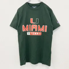 古着 used　champion チャンピオン　半袖カレッジプリントTシャツ　マイアミ大学　テニス　クルーネック　緑　Sサイズ【値引き交渉OK！】