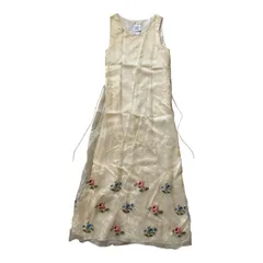  Laura Ashley ローラアシュレイ ロングワンピース シルク100％ 花刺繍 ヴィンテージ レディース 7号【Z1806】