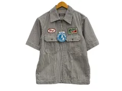 HYSTERIC GLAMOUR (ヒステリックグラマー) エンジニアシャツ ジップシャツ ストライプ 半袖 刺繍ワッペン 02221AH11 M メンズ/009